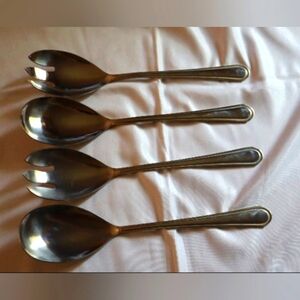 2 sets of Hampton Silversmiths Gold Accent Stainless Steel Flatware Sala…